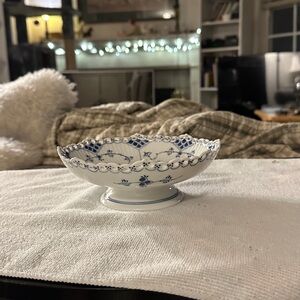 Royal Copenhagen Blue fluted Full Lace Compote Bowl